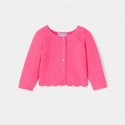 Baby girl cardigan in garter stitch knit