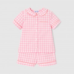 Girl gingham short pajamas