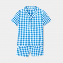 Boy gingham shirt pajamas
