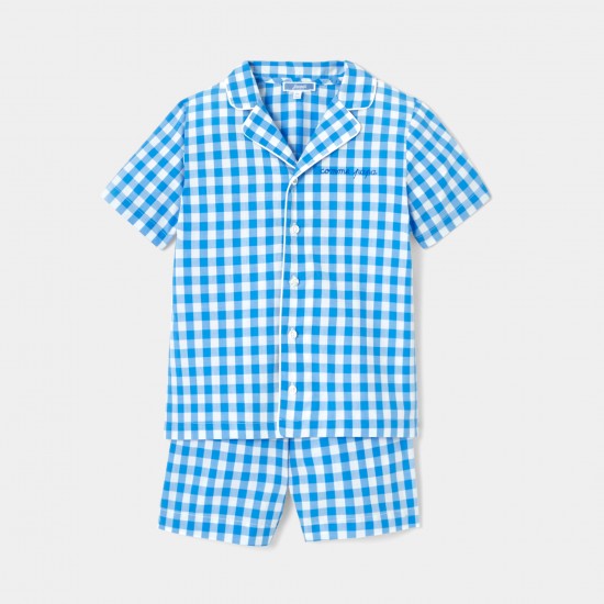 Boy gingham shirt pajamas
