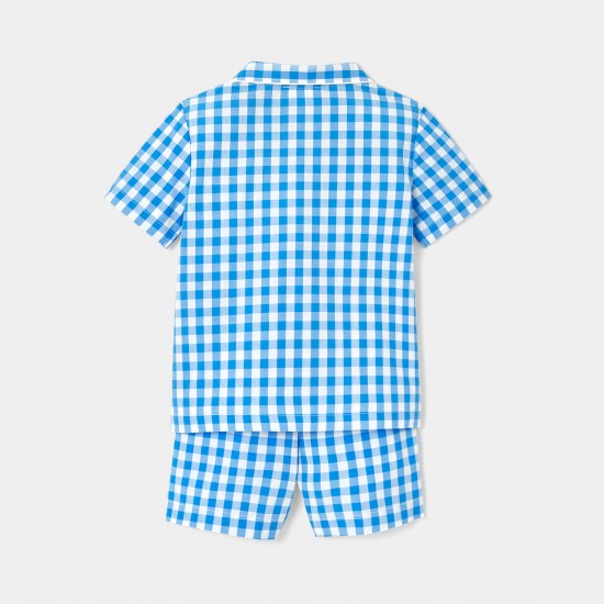 Boy gingham shirt pajamas