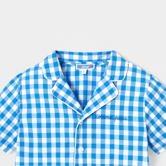 Boy gingham shirt pajamas