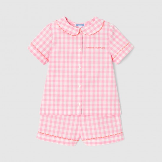 Girl gingham short pajamas