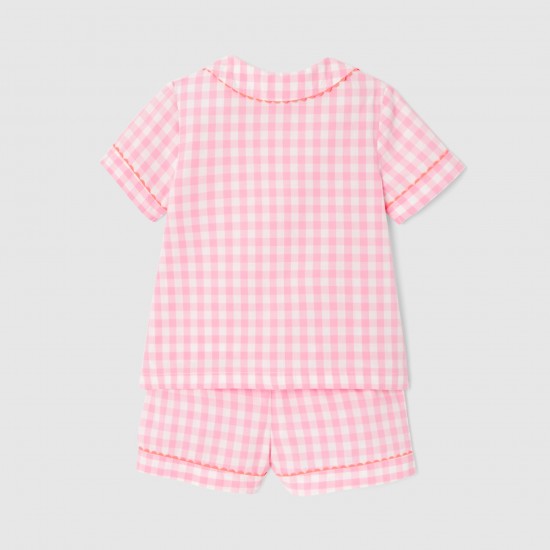 Girl gingham short pajamas