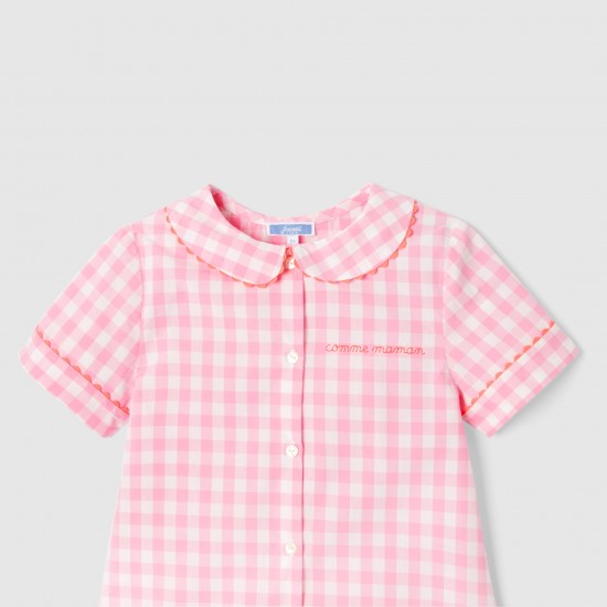 Girl gingham short pajamas