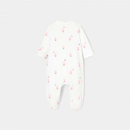 Baby girl pajamas in printed velvet