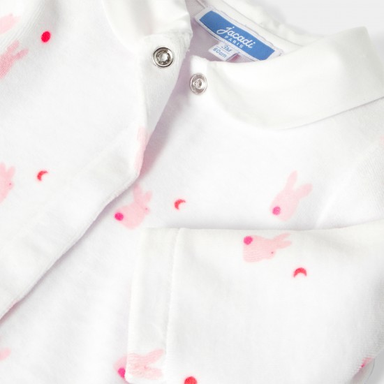 Baby girl pajamas in printed velvet