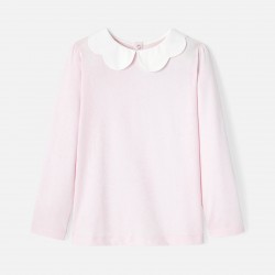 Girl T-shirt with scalloped collar
