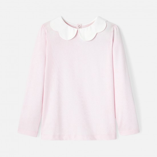Girl T-shirt with scalloped collar