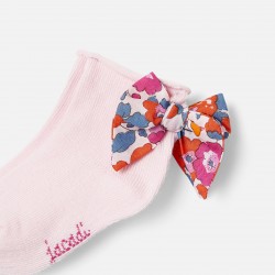 Baby girl socks with Liberty fabric bow