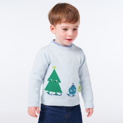Baby boy sweater with fir tree Intarsia 