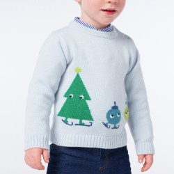 Baby boy sweater with fir tree Intarsia 