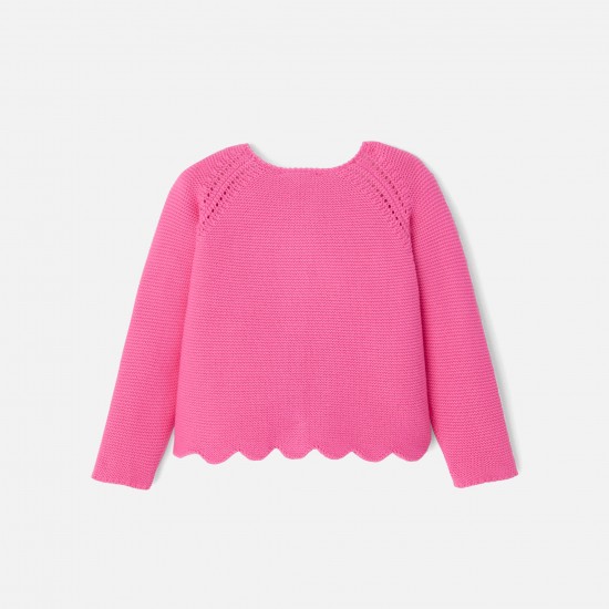 Baby girl cardigan in garter stitch