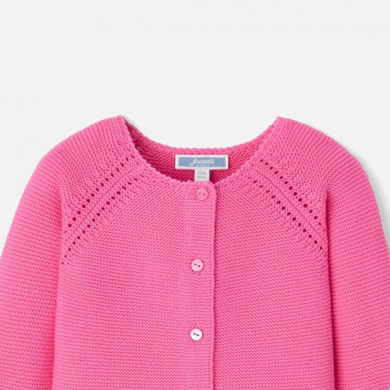 Baby girl cardigan in garter stitch
