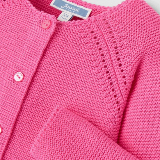 Baby girl cardigan in garter stitch