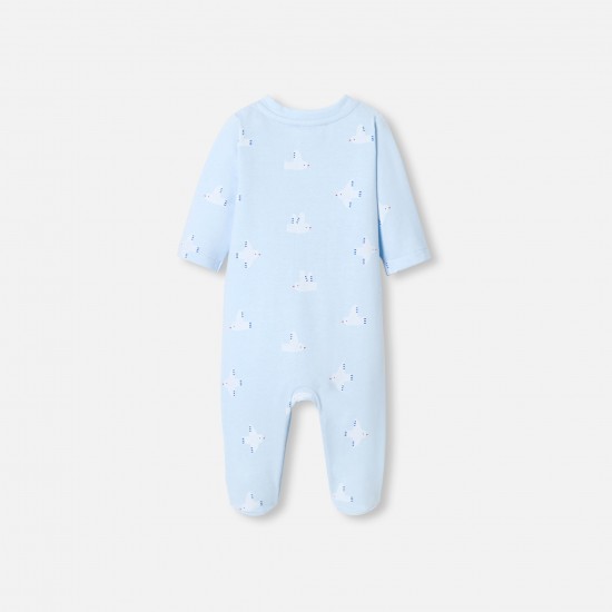 Baby pajamas in fleece with a seagull pattern