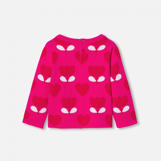 Baby girl sweater in jacquard knit