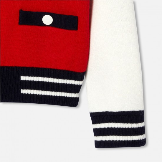 Girl knitted varsity jacket