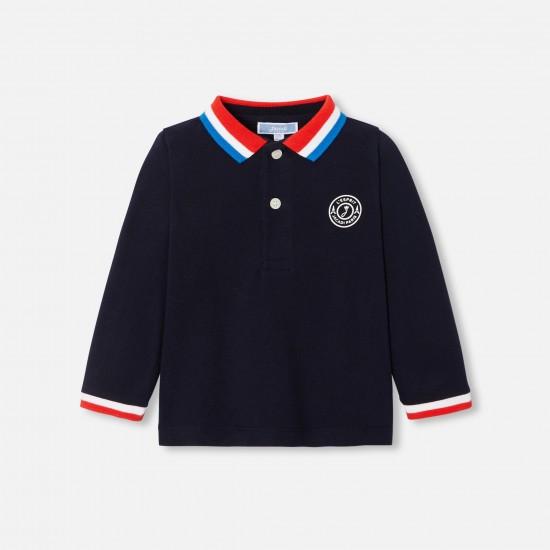 Long-sleeved baby boy polo shirt