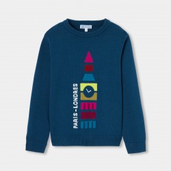 Boy sweater in cotton and wool