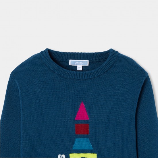 Boy sweater in cotton and wool