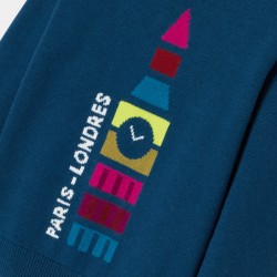 Boy sweater in cotton and wool