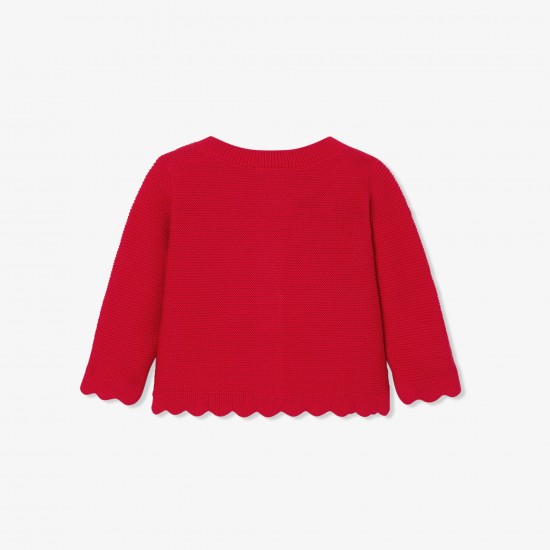 Baby girl cardigan in garter stitch