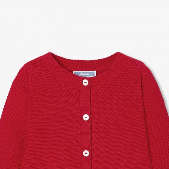 Baby girl cardigan in garter stitch