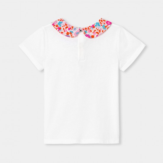 Girl T-shirt with Liberty fabric collar
