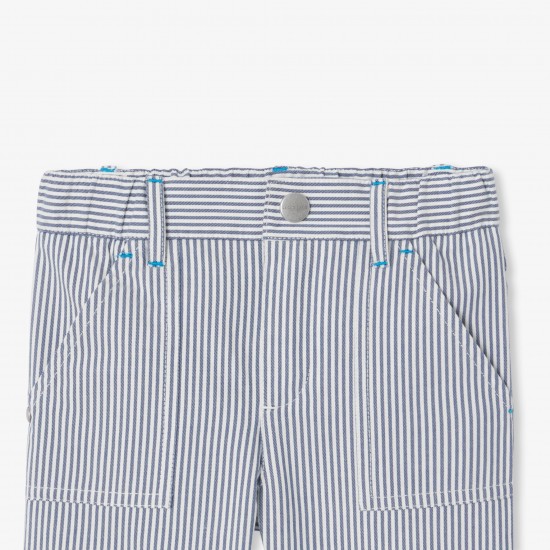 Baby boy trousers in striped twill
