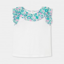 Girl'T-shirt with Liberty fabric sleeves