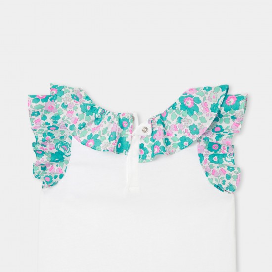 Girl'T-shirt with Liberty fabric sleeves