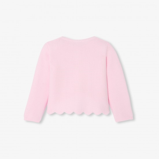 Baby girl cardigan in garter stitch