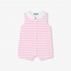 Baby girl romper in striped jersey