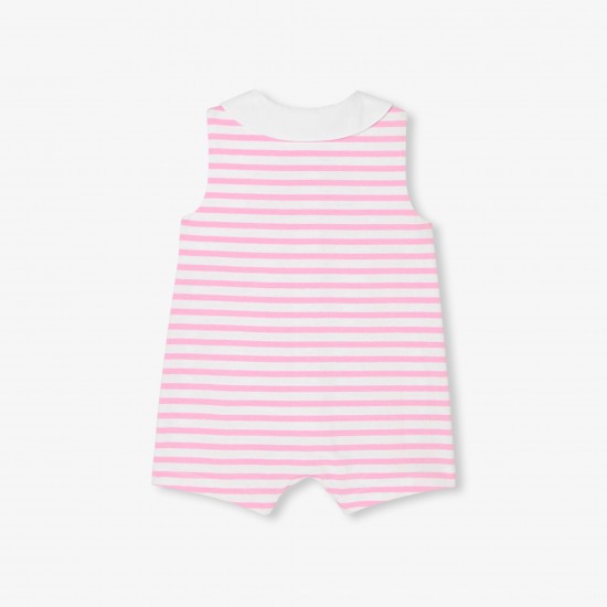 Baby girl romper in striped jersey