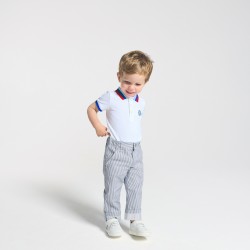 Baby boy trousers in striped twill