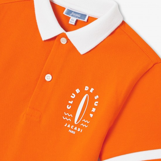 Boy's polo shirt in mini piqué