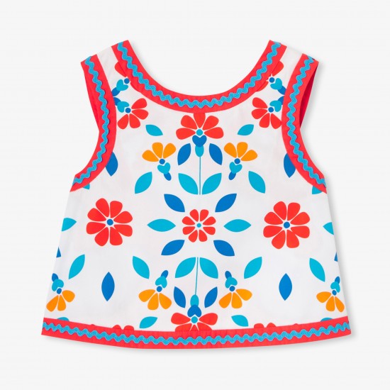Girl cross-back top in poplin