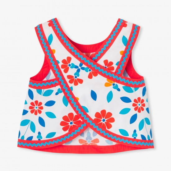 Girl cross-back top in poplin