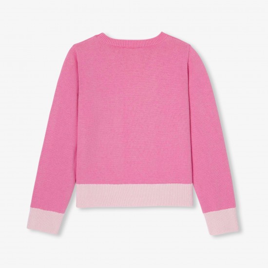 Girl sweater with trompe-l'œil collar