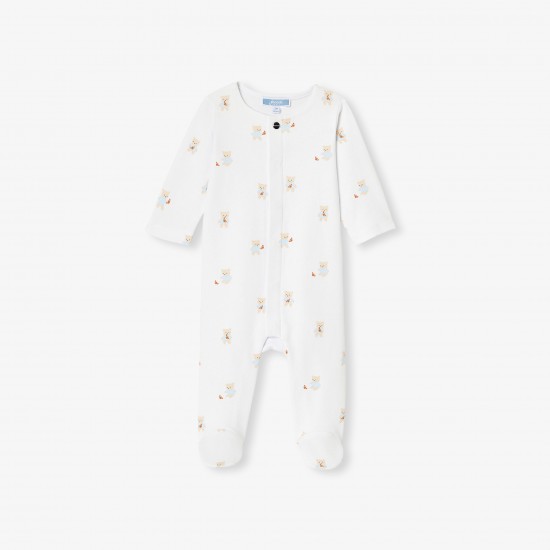 Baby  teddy bear and croissant pajamas