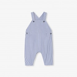 Baby boy overalls in striped twill