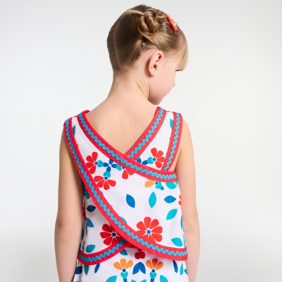 Girl cross-back top in poplin