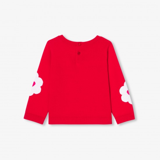 Baby girl cotton jacquard flower sweater