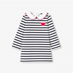 Baby girl dress in striped fleece
