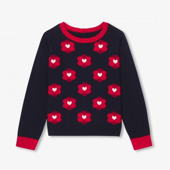 Girl jacquard flower sweater Girl jacquard flower sweater