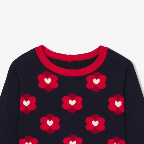 Girl jacquard flower sweater Girl jacquard flower sweater