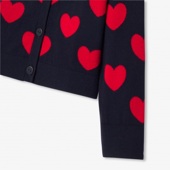 Girl jacquard heart cardigan Girl jacquard heart cardigan