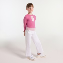 Girl sweater with trompe-l'œil collar