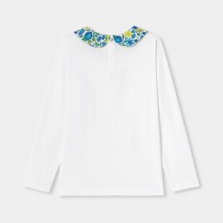 Girl T-shirt with Liberty fabric collar